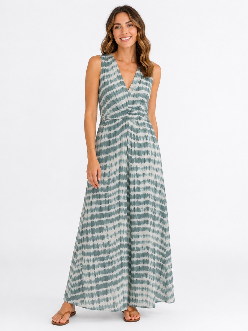Vince Camuto Mosiac Seas in Color Teal Lake Sleeveless Maxi Dress Size XS 🆕